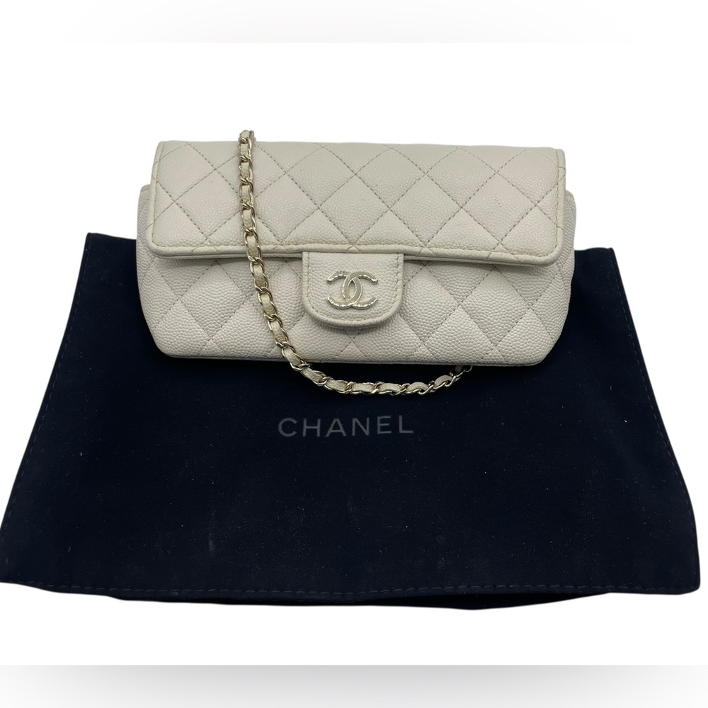 Chanel Cream Caviar Quilted Clutch